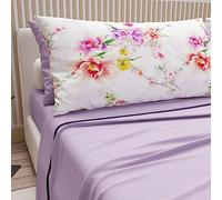 PETTI Artigiani Italiani - Lenzuola in Cotone con Federe in Stampa Digitale, Per Letto Singolo, Completo Lenzuolo Sopra e Sotto con Angoli, Lilla, 100% Made in Italy