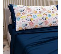 PETTI Artigiani Italiani - Lenzuola in Cotone con Federe in Stampa Digitale, Lenzuola Una Pizza e Mezza, Completo Letto Una Piazza e Mezza, Blu Notte, 100% Made in Italy