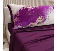 PETTI Artigiani Italiani - Lenzuola in Cotone con Federe in Stampa Digitale, Lenzuola Una Pizza e Mezza, Completo Letto Una Piazza e Mezza, Prugna, 100% Made in Italy