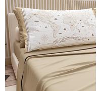 PETTI Artigiani Italiani - Lenzuola in Cotone con Federe in Stampa Digitale, Per Letto Una Piazza e Mezza, Completo Lenzuolo Sopra e Sotto con Angoli, Tortora, 100% Made in Italy