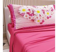 PETTI Artigiani Italiani - Lenzuola in Cotone con Federe in Stampa Digitale, Lenzuola Una Pizza e Mezza, Completo Letto Una Piazza e Mezza, Fuxia, 100% Made in Italy