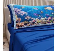 PETTI Artigiani Italiani - Lenzuola in Cotone con Federe in Stampa Digitale, Per Letto Una Piazza e Mezza, Completo Lenzuolo Sopra e Sotto con Angoli, Blu Elettrico, 100% Made in Italy