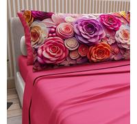 PETTI Artigiani Italiani - Lenzuola in Cotone con Federe in Stampa Digitale, Una Piazza e Mezza Francese, Completo Lenzuolo Sopra e Sotto con Angoli, Floreale 05 17 Fucsia, 100% Made in Italy