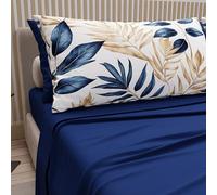 PETTI Artigiani Italiani - Lenzuola in Cotone con Federe in Stampa Digitale, Una Piazza e Mezza Francese, Completo Lenzuolo Sopra e Sotto con Angoli, Sharm Blu Elettrico, 100% Made in Italy