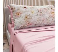 PETTI Artigiani Italiani - Lenzuola in Cotone con Federe in Stampa Digitale, Una Piazza e Mezza Francese, Completo Lenzuolo Sopra e Sotto con Angoli, Floreale 06 21 Rosa, 100% Made in Italy