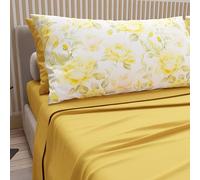 PETTI Artigiani Italiani - Lenzuola in Cotone con Federe in Stampa Digitale, Una Piazza e Mezza Francese, Completo Lenzuolo Sopra e Sotto con Angoli, Valencia Giallo, 100% Made in Italy