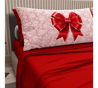 PETTI Artigiani Italiani - Lenzuola in Cotone con Federe in Stampa Digitale, Una Piazza e Mezza Francese, Completo Lenzuolo Sopra e Sotto con Angoli, Rosso, 100% Made in Italy