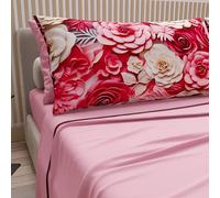 PETTI Artigiani Italiani - Lenzuola in Cotone con Federe in Stampa Digitale, Una Piazza e Mezza Francese, Completo Lenzuolo Sopra e Sotto con Angoli, Origami Rosa, 100% Made in Italy