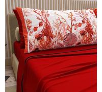 PETTI Artigiani Italiani - Lenzuola in Cotone con Federe in Stampa Digitale, Una Piazza e Mezza Francese, Completo Lenzuolo Sopra e Sotto con Angoli, Rosso, 100% Made in Italy