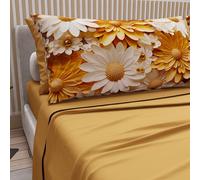 PETTI Artigiani Italiani - Lenzuola in Cotone con Federe in Stampa Digitale, Una Piazza e Mezza Francese, Completo Lenzuolo Sopra e Sotto con Angoli, Floreale 05 2 Giallo Ocra, 100% Made in Italy