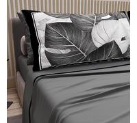 PETTI Artigiani Italiani - Lenzuola in Cotone con Federe in Stampa Digitale, Una Piazza e Mezza Francese, Completo Lenzuolo Sopra e Sotto con Angoli, Grigio Scuro, 100% Made in Italy