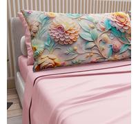 PETTI Artigiani Italiani - Lenzuola in Cotone con Federe in Stampa Digitale, Una Piazza e Mezza Francese, Completo Lenzuolo Sopra e Sotto con Angoli, Floreale 05 11 Rosa, 100% Made in Italy