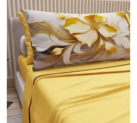 PETTI Artigiani Italiani - Lenzuola in Cotone con Federe in Stampa Digitale, Una Piazza e Mezza Francese, Completo Lenzuolo Sopra e Sotto con Angoli, Floreale 06 20 Giallo, 100% Made in Italy