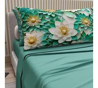 PETTI Artigiani Italiani - Lenzuola in Cotone con Federe in Stampa Digitale, Una Piazza e Mezza Francese, Completo Lenzuolo Sopra e Sotto con Angoli, Floreale 05 7 Ottanio, 100% Made in Italy