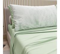 PETTI Artigiani Italiani - Lenzuola in Cotone con Federe in Stampa Digitale, Una Piazza e Mezza Francese, Completo Lenzuolo Sopra e Sotto con Angoli, Salvia, 100% Made in Italy