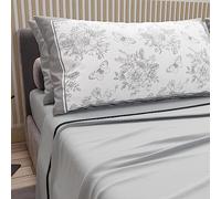 PETTI Artigiani Italiani - Lenzuola in Cotone con Federe in Stampa Digitale, Una Piazza e Mezza Francese, Completo Lenzuolo Sopra e Sotto con Angoli, Grigio Chiaro, 100% Made in Italy