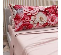 PETTI Artigiani Italiani - Lenzuola in Cotone con Federe in Stampa Digitale, Una Piazza e Mezza Francese, Completo Lenzuolo Sopra e Sotto con Angoli, Floreale 05 3 Cipria Chiaro, 100% Made in Italy