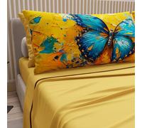 PETTI Artigiani Italiani - Lenzuola in Cotone con Federe in Stampa Digitale, Una Piazza e Mezza Francese, Completo Lenzuolo Sopra e Sotto con Angoli, Mariposa 02 Giallo, 100% Made in Italy