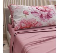 PETTI Artigiani Italiani - Lenzuola Matrimoniali Cotone con Federe in Stampa Digitale, Lenzuolo Completo Letto Matrimoniale Fantasia Floreale 41 Cipria Scuro, 100% Made in Italy