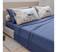 PETTI Artigiani Italiani - Lenzuola Matrimoniali Cotone con Federe in Stampa Digitale, Lenzuolo Completo Letto Matrimoniale Fantasia Floreale 164 Indaco, 100% Made in Italy