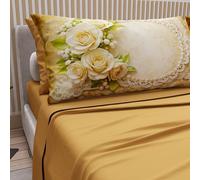PETTI Artigiani Italiani - Lenzuola Matrimoniali Cotone con Federe in Stampa Digitale, Lenzuolo Completo Letto Matrimoniale Maxi Fantasia 342 Giallo Ocra, 100% Made in Italy