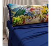 PETTI Artigiani Italiani - Lenzuola Matrimoniali Cotone con Federe in Stampa Digitale, Lenzuolo Completo Letto Matrimoniale Fantasia Ischia Blu Elettrico, 100% Made in Italy