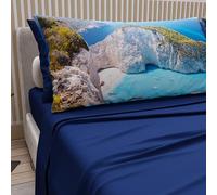 PETTI Artigiani Italiani - Lenzuola Matrimoniali Cotone con Federe in Stampa Digitale, Lenzuolo Completo Letto Matrimoniale Maxi Fantasia Zante Blu Elettrico, 100% Made in Italy