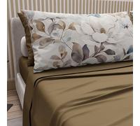 PETTI Artigiani Italiani - Lenzuola Matrimoniali Cotone con Federe in Stampa Digitale, Lenzuolo Completo Letto Matrimoniale Fantasia Floreale 16 Fango, 100% Made in Italy