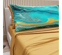 PETTI Artigiani Italiani - Lenzuola in Cotone con Federe in Stampa Digitale, Lenzuola Matrimoniali, Completo Letto Matrimoniale, Giallo Ocra, 100% Made in Italy
