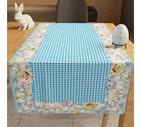 PETTI Artigiani Italiani - Runner Pasqua Tavola, Runner da Tavolo Pasqua Cucina, Tovaglie Runner Pasqua, in Stampa Digitale Vichy, 100% Made in Italy