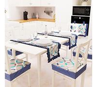 PETTI Artigiani Italiani - Runner Tavola, Runner da Tavolo in Cotone, 1pz Runner Tavola Cucina o Soggiorno 40x140 cm Cerchio Blu 100% Made in Italy