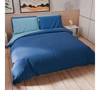 PETTI Artigiani Italiani - Set Copripiumino Matrimoniale 220x200 cm (2 Federe 80x80 cm Incluse), Parure Copripiumino Morbida Microfibra Tinta Unita Blu Elettrico - Celeste