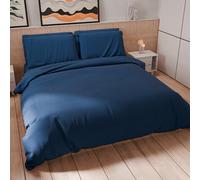 PETTI Artigiani Italiani - Set Copripiumino Matrimoniale 230x220 cm (2 Federe 75x50 cm Incluse), Parure Copripiumino Morbida Microfibra Tinta Unita Blu Notte