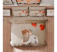 PETTI Artigiani Italiani - Set Copripiumino Matrimoniale 240x220 cm (2 Federe 50x80 cm Incluse), Parure Copripiumino Microfibra con Stampa Digitale Bacio - Made in Italy