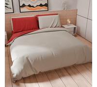 PETTI Artigiani Italiani - Set Copripiumino Matrimoniale 240x220 cm (2 Federe 50x80 cm Incluse), Parure Copripiumino Morbida Microfibra Tinta Unita Rosso - Grigio Chiaro