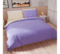 PETTI Artigiani Italiani - Set Copripiumino Matrimoniale 260x240 cm (2 Federe 50x80 cm Incluse), Parure Copripiumino Morbida Microfibra Tinta Unita Lilla - Panna