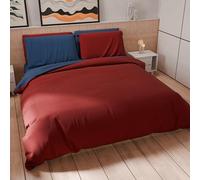 PETTI Artigiani Italiani - Set Copripiumino Matrimoniale 260x240 cm (2 Federe 50x80 cm Incluse), Parure Copripiumino Morbida Microfibra Tinta Unita Bordeaux - Blu Notte