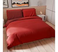 PETTI Artigiani Italiani - Set Copripiumino Matrimoniale 260x240 cm (2 Federe 50x80 cm Incluse), Parure Copripiumino Morbida Microfibra Tinta Unita Rosso - Bordeaux