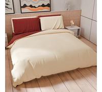 PETTI Artigiani Italiani - Set Copripiumino Matrimoniale 260x240 cm (2 Federe 50x80 cm Incluse), Parure Copripiumino Morbida Microfibra Tinta Unita Panna - Bordeaux