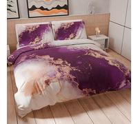 PETTI Artigiani Italiani - Set Copripiumino Matrimoniale Maxi 240x220 cm (2 Federe 80x80 cm Incluse), Parure Copripiumino Microfibra con Stampa Digitale Marble Viola - Made in Italy