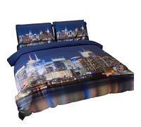 PETTI Artigiani Italiani - Set Copripiumino Matrimoniale Maxi 240x220 cm (2 Federe 80x80 cm Incluse), Parure Copripiumino Microfibra con Stampa Digitale New York - Made in Italy