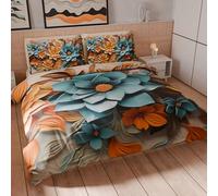 PETTI Artigiani Italiani - Set Copripiumino Matrimoniale Maxi 260x220 cm (2 Federe 75x50 cm Incluse), Parure Copripiumino Microfibra con Stampa Digitale Floreale 05 16 - Made in Italy