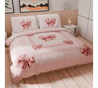 PETTI Artigiani Italiani - Set Copripiumino Matrimoniale Maxi 260x220 cm (2 Federe 75x50 cm Incluse), Parure Copripiumino Microfibra con Stampa Digitale Fiocco Rosa - Made in Italy