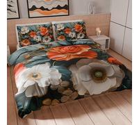 PETTI Artigiani Italiani - Set Copripiumino Matrimoniale Maxi 260x220 cm (2 Federe 75x50 cm Incluse), Parure Copripiumino Microfibra con Stampa Digitale Floreale 05 18 - Made in Italy