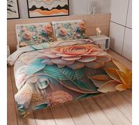 PETTI Artigiani Italiani - Set Copripiumino Matrimoniale Maxi 260x240 cm (2 Federe 50x80 cm Incluse), Parure Copripiumino Microfibra con Stampa Digitale Floreale 05 11 - Made in Italy