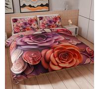 PETTI Artigiani Italiani - Set Copripiumino Matrimoniale Maxi 260x240 cm (2 Federe 50x80 cm Incluse), Parure Copripiumino Microfibra con Stampa Digitale Floreale 05 17 - Made in Italy