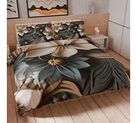 PETTI Artigiani Italiani - Set Copripiumino Matrimoniale Maxi 260x240 cm (2 Federe 50x80 cm Incluse), Parure Copripiumino Microfibra con Stampa Digitale Floreale 05 8 - Made in Italy
