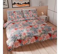 PETTI Artigiani Italiani - Set Copripiumino Matrimoniale Maxi 260x240 cm (2 Federe 50x80 cm Incluse), Parure Copripiumino Microfibra con Stampa Digitale Floreale 19 04 - Made in Italy