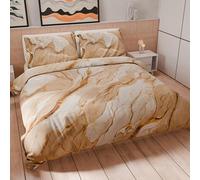 PETTI Artigiani Italiani - Set Copripiumino Matrimoniale Maxi 260x240 cm (2 Federe 63x63 cm Incluse), Parure Copripiumino Microfibra con Stampa Digitale Effetto Marmo Beige - Made in Italy