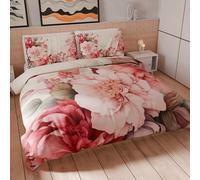 PETTI Artigiani Italiani - Set Copripiumino Matrimoniale Maxi 260x240 cm (2 Federe 63x63 cm Incluse), Parure Copripiumino Microfibra con Stampa Digitale Floreale 04 152 - Made in Italy